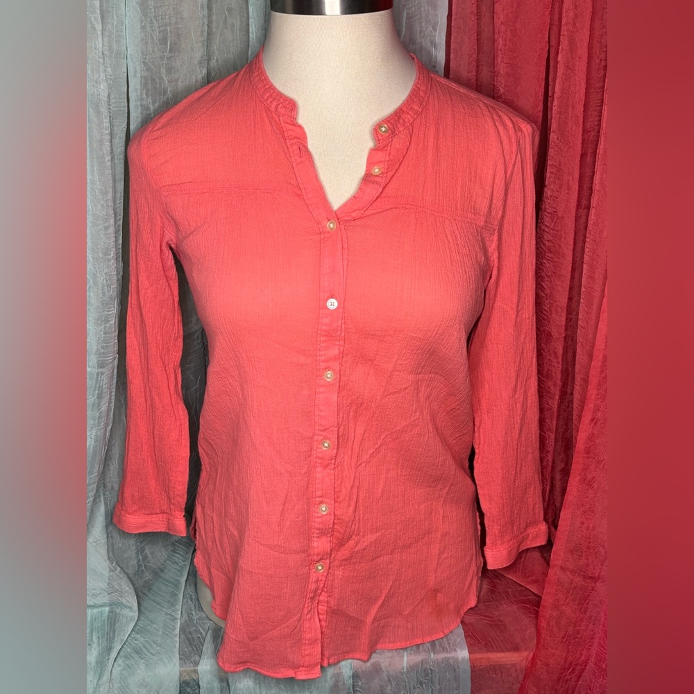 LOFT Coral Button-Down Shirt